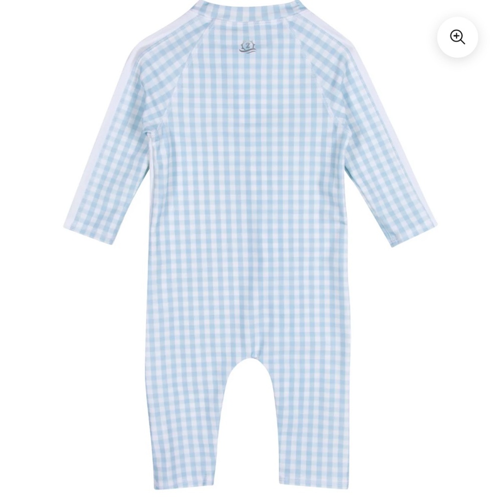 Charming Blue Checkered Kids Rashguard - Picture 2 of 10